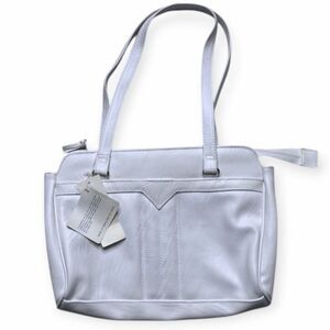 VINTAGE CARA BELLA Women’s White Leather Shoulder Tote Handbag